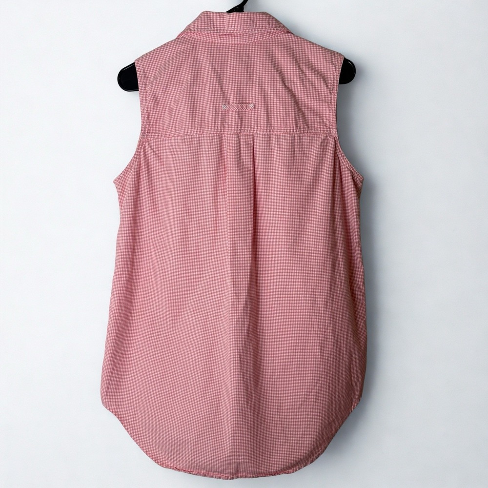 Vintage 90s Women’s Top Red Gingham Sleeveless Buttondown Cotton Sz M Butter Mom - Picture 2 of 8